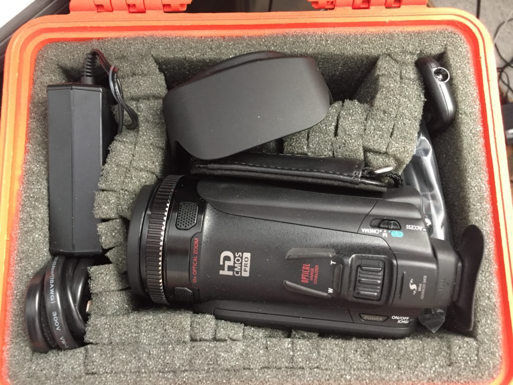 Canon camcorder in a Pelican case.